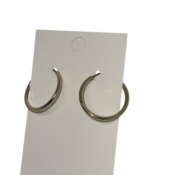 Gold Tone Polished Hoop Earrings Fashion Stylish Elegant Trendy Everyday Wear - Picture 7 of 7
